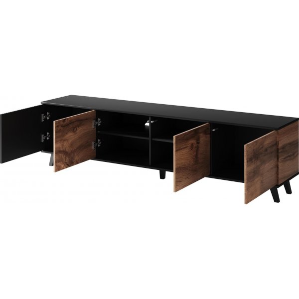 Fate media benk 200 cm - Wotan eik/sort