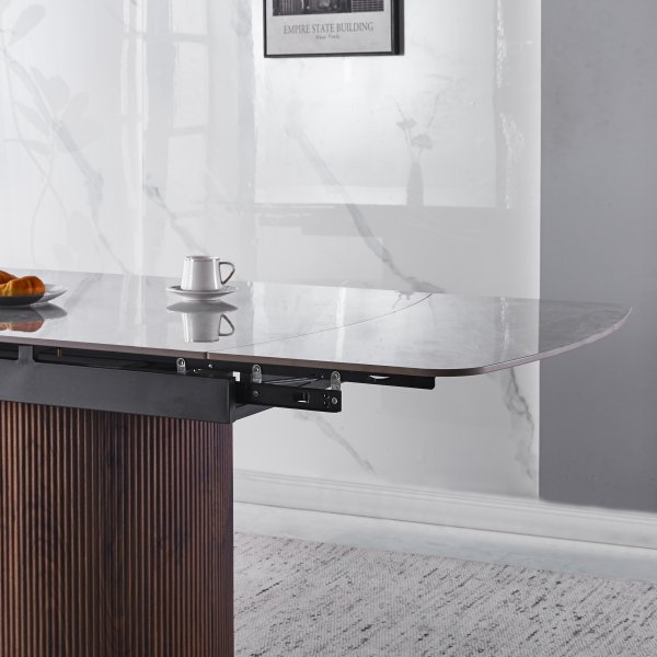 Salvador spisebord 160-240 cm med gr keramisk stein / Valntt