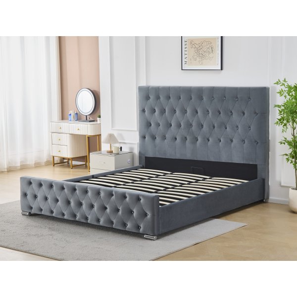 Nemis sengeramme med sengegavl og oppbevaring 180 x 200 cm - Gr�