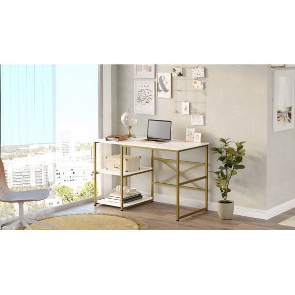 Voyage skrivebord 23, 120 x 60 cm - Hvit/gull Voyage skrivebord 23, 120 x 60 cm - Hvit/gull