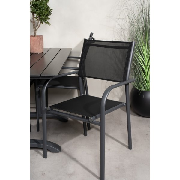 Denver uteservering sett med 4 Santorini stoler - Svart Denver uteservering sett med 4 Santorini stoler - Svart