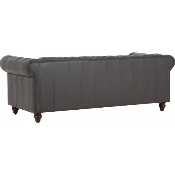Chesterfield Royal 3-seters sofa - Svart vintage (PU skinn) Chesterfield Royal 3-seters sofa - Svart vintage (PU skinn)
