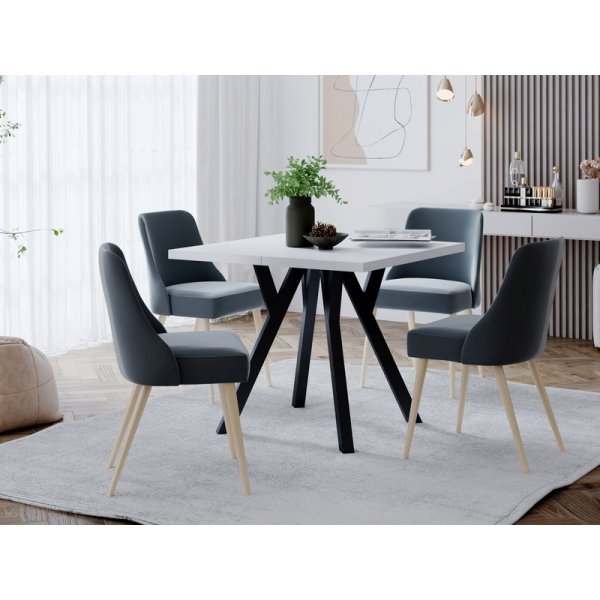 Merlin spisebord, 90-240 cm - Hvit/svart Merlin spisebord, 90-240 cm - Hvit/svart