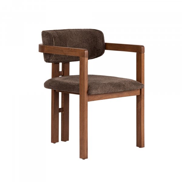 Lenestol Torpin i brun chenille og valnøtt Lenestol Torpin i brun chenille og valnøtt