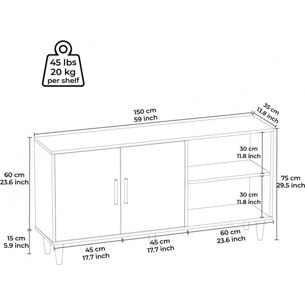 Fiorita mediabenk - Hvit/valnøtt Fiorita mediabenk - Hvit/valnøtt
