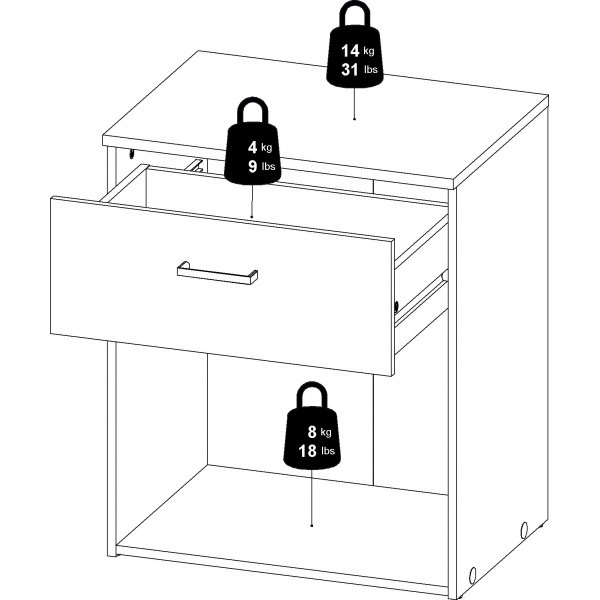 Space nattbord - Eik/hvit Space nattbord - Eik/hvit
