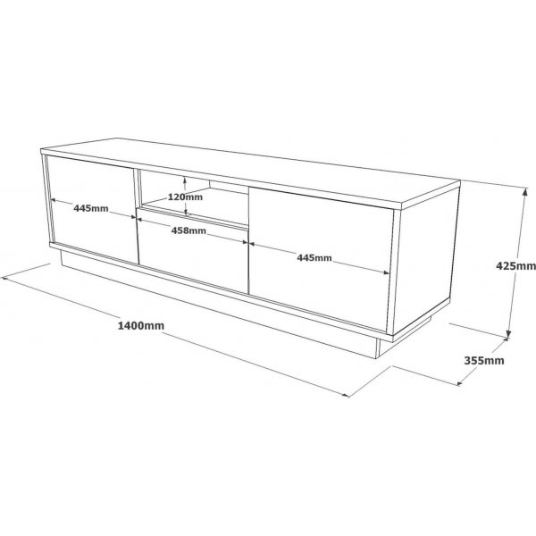 Luvio mediebenk 3 - Eik/hvit Luvio mediebenk 3 - Eik/hvit