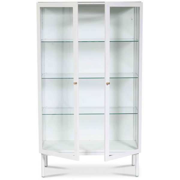 Cliff vitrineskap i metall (highboard) - Hvit / Klarglas Cliff vitrineskap i metall (highboard) - Hvit / Klarglas