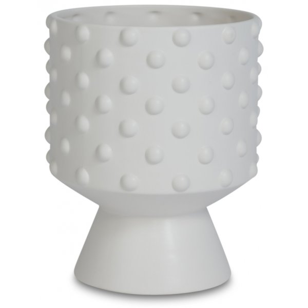 Krukke Boble med fot H18 cm - Hvit