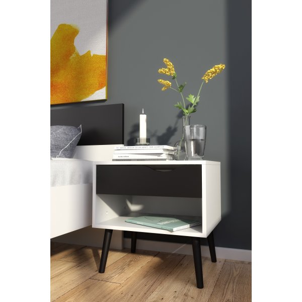 Oslo nattbord - Hvit/svart