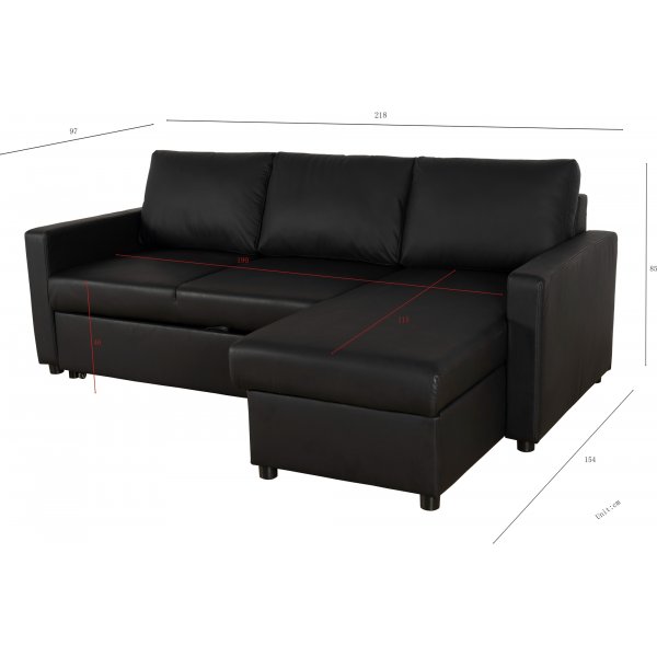 Dream sovesofa med oppbevaring (divansofa) - Antrasitt (økolær) Dream sovesofa med oppbevaring (divansofa) - Antrasitt (økolær)