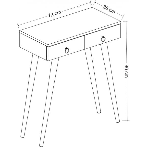 Arden avlastningsbord 72/100 x 35 cm - Hvit