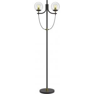 Glaslykta golvlampa - Mässing / Klarglas / Svart Glaslykta golvlampa - Mässing / Klarglas / Svart