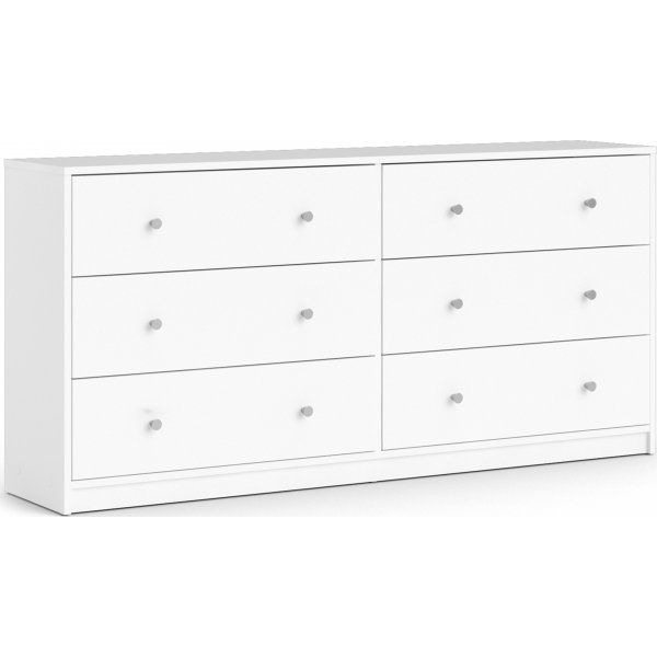 Kommode hvit med 6 skuffer 143 cm bred Kommode hvit med 6 skuffer 143 cm bred