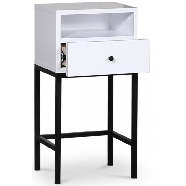 Stilo V.2 nattbord - Hvit / Sort metall
