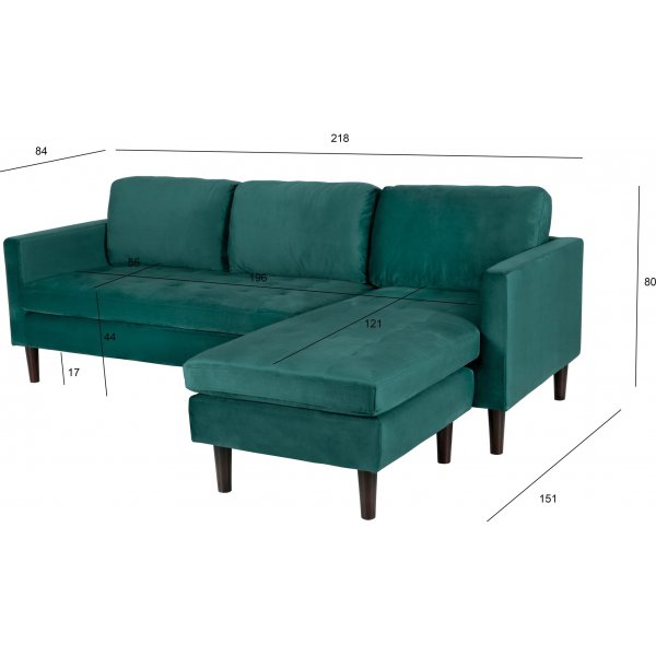 Firenze divansofa - Mørkegrønn/Svart Firenze divansofa - Mørkegrønn/Svart