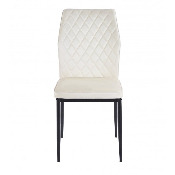 Inez spisestol i beige flyel med svarte ben