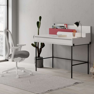 Leila skrivebord - Hvit/vinrød