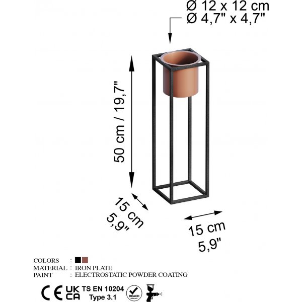 Platon 23 potte - Sort/kobber Platon 23 potte - Sort/kobber