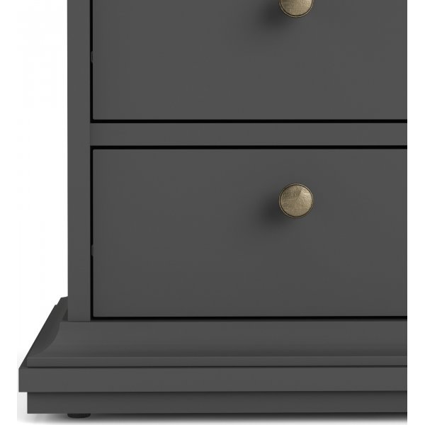 Paris smalt nattbord med 2 skuffer og 1 åpent rom - Grå Paris smalt nattbord med 2 skuffer og 1 åpent rom - Grå