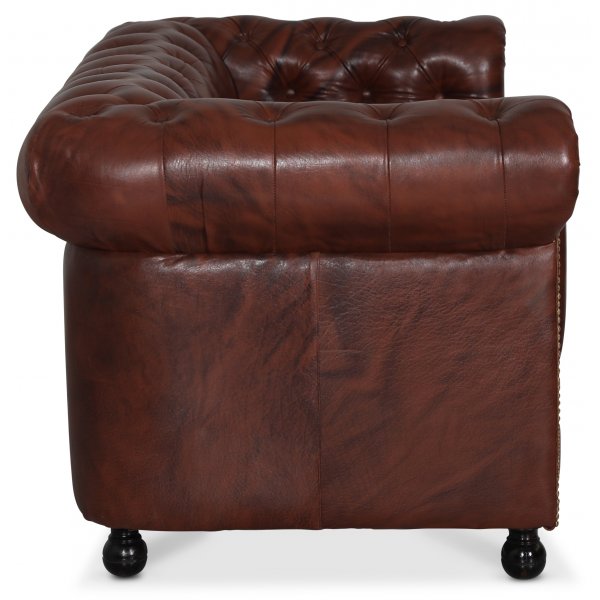 Chesterfield Old England 2-seters sofa - antikkbehandlet skinn + Flekkfjerner for mbler