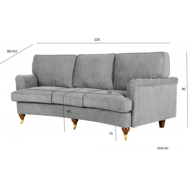 Howard Watford Deluxe 4-seters buet sofa - Gr + Flekkfjerner for mbler