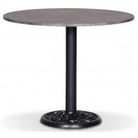 Mystery bord, rundt, 90 cm - Svartblomstrete understell / betongimitasjon Mystery bord, rundt, 90 cm - Svartblomstrete understell / betongimitasjon