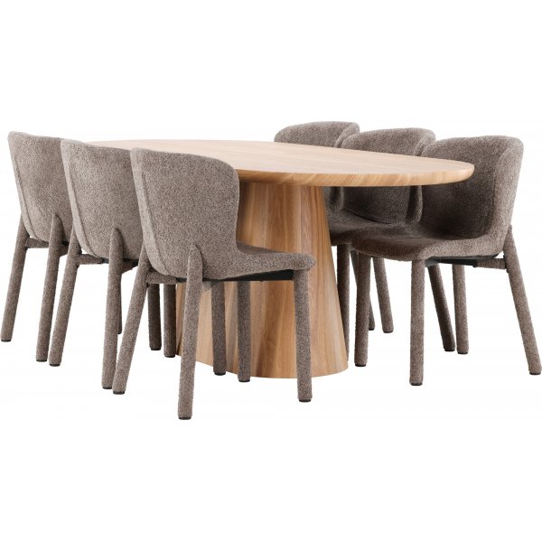 Spisebord Stjärnö med 6 Astoria stoler - Brun + 6.00 x Stolpute Spisebord Stjärnö med 6 Astoria stoler - Brun + 6.00 x Stolpute