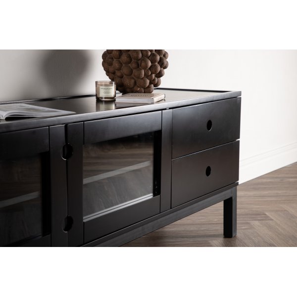 Alcoa mediabenk 150 cm - Sort