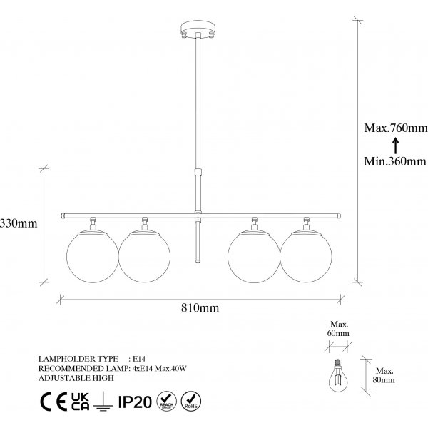 Rosenrd taklampe 10775 - Sort/hvit