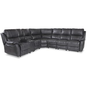 Enjoy recliner-hjrnesofa - 6-seter (el) i grtt kunstskinn (modell H)