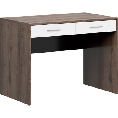 Nepo Plus skrivebord med 2 skuffer 100 x 59 cm - Mrk eik/hvit