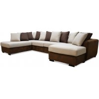 Delux U-sofa med åpen ende venstre - Brun/Beige/Vintage