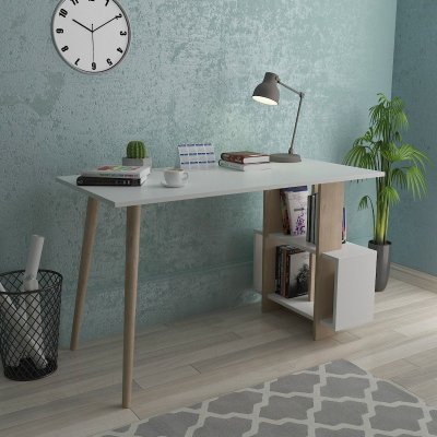 Lagomood skrivebord - Eik/hvit