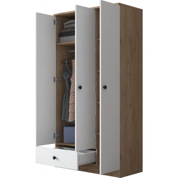 Mendy garderobeskap 90 cm - Valnøtt/hvit Mendy garderobeskap 90 cm - Valnøtt/hvit