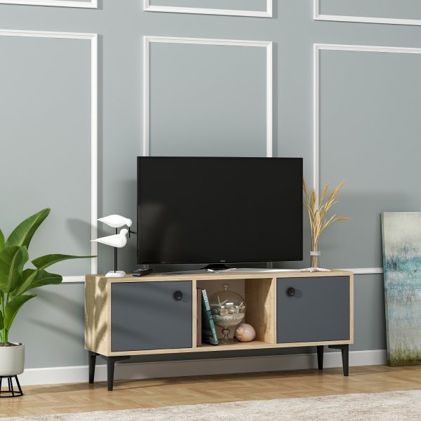 Parion mediebenk - Safir/eik/antrasitt