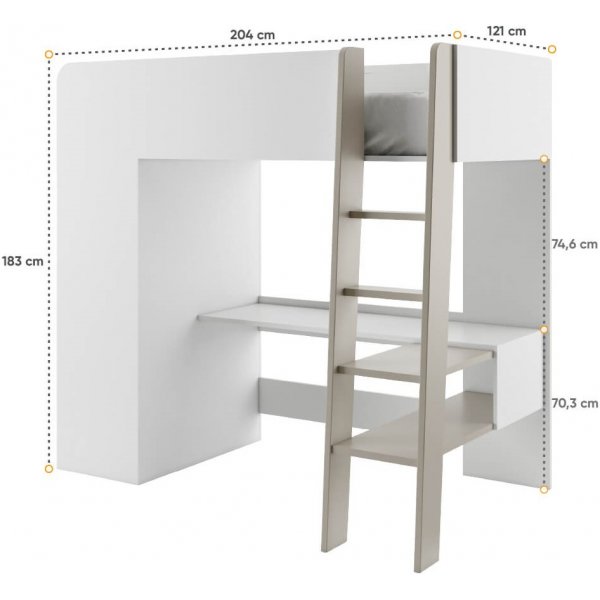 Nils etasjeseng - Hvit/congo