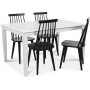 Mellby spisegruppe 140 cm bord med 4 sorte Dalsland knaggstoler - Hvit / Sort