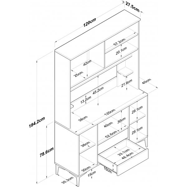 Jeriko kjøkkenskap 168 - Hvit/valnøtt Jeriko kjøkkenskap 168 - Hvit/valnøtt