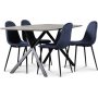 Smokey spisegruppe, spisebord med 4 Carisma flyelsstoler - Bl
