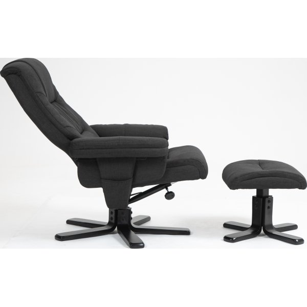 Oslo recliner lenestol med krakk - Cortinna svart Oslo recliner lenestol med krakk - Cortinna svart