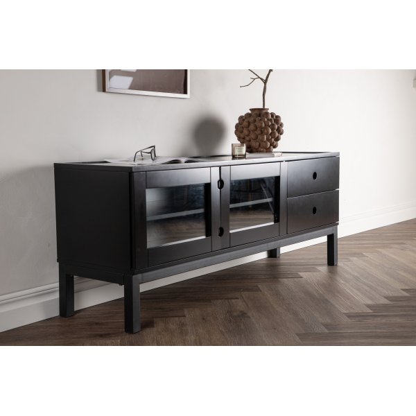 Alcoa mediabenk 150 cm - Sort