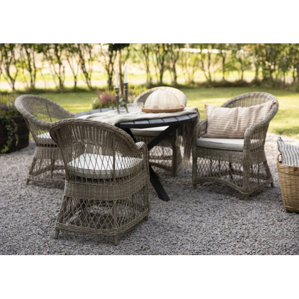 Utendrs lenestol i naturfarget syntetisk rotting