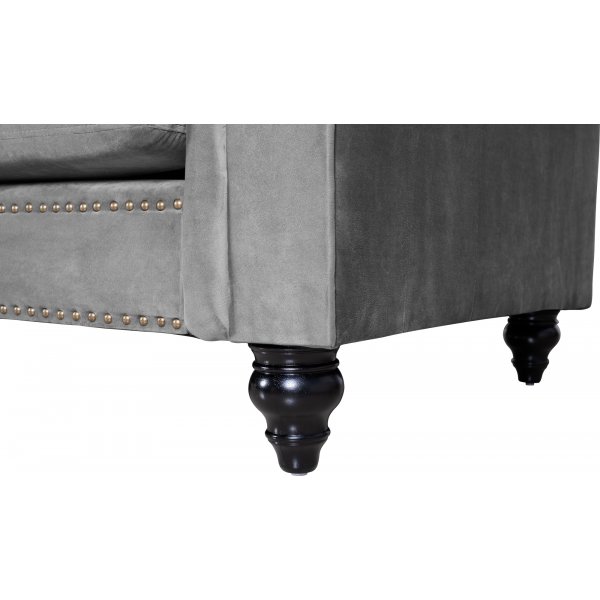 Chesterfield Royal 3-seters sofa - Grå fløyel Chesterfield Royal 3-seters sofa - Grå fløyel