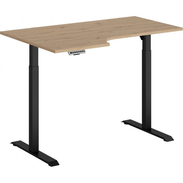 Plassjusterbart skrivebord venstre 140 x 90 cm - Eik Plassjusterbart skrivebord venstre 140 x 90 cm - Eik