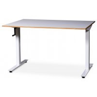 Wedge skrivebord, med manuell heve- og senkefunksjon  - Hvit HPL