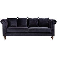 Chesterfield 3-seters sofa Churchill - Svart Fløyel Chesterfield 3-seters sofa Churchill - Svart Fløyel