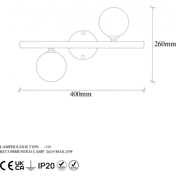 Domino vegglampe 11038 - Sort/hvit Domino vegglampe 11038 - Sort/hvit