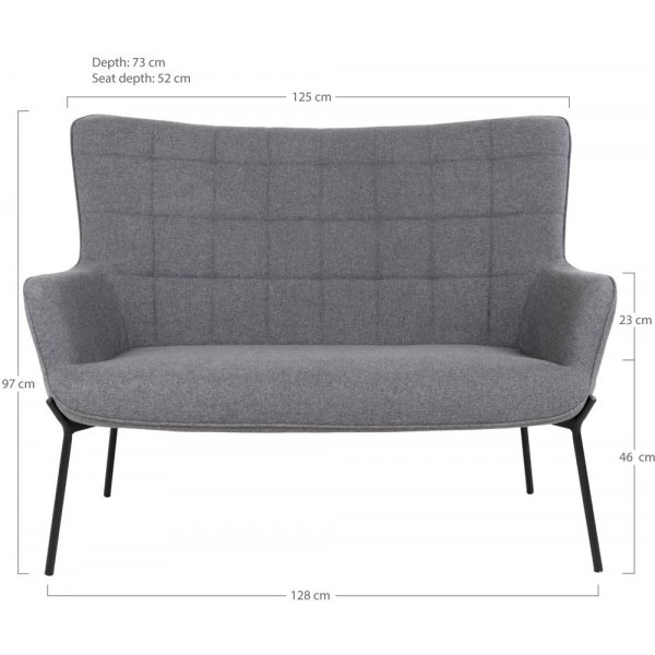 Glasgow 2-seters sofa - Grå / svart Glasgow 2-seters sofa - Grå / svart