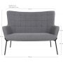 Glasgow 2-seters sofa - Gr / svart